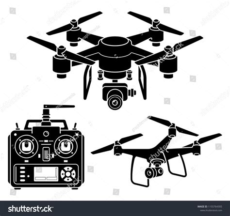 Drone Silhouette Icons Set Vector Illustration Stock Vector (Royalty Free) 1155764305 | Shutterstock