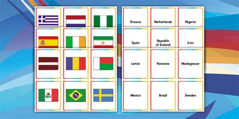 Winter Olympics Countries Flags Matching Game (teacher made)