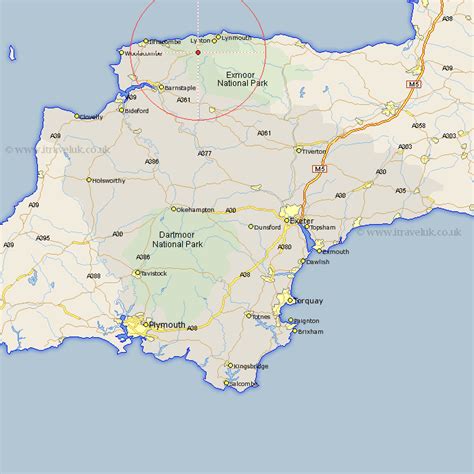 Parracombe Map - Street and Road Maps of Devon England UK