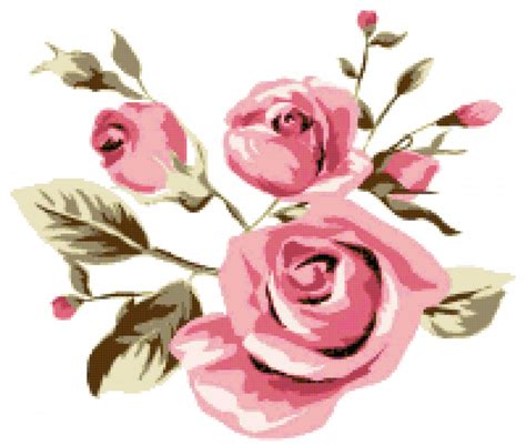 Pink roses. Free cross stitch pattern – Better Cross Stitch
