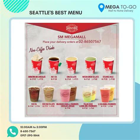 Menu at Seattle's Best Coffee cafe, Makati, Dela Rosa St Cor