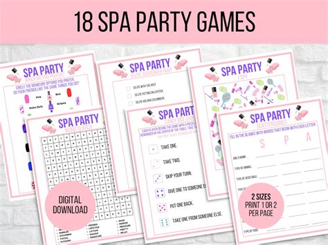 Spa Party Games Printable, Spa Party Activities, Girls Spa Party Games, Spa Game Bundle, Kids ...