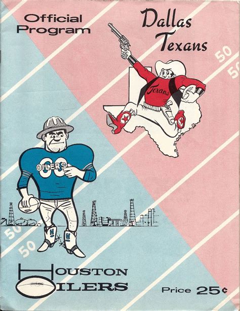 AFL game program (Dallas Texans at Houston Oilers — August 6, 1960) | Oilers, Texans football ...