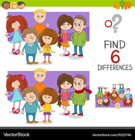 Spot the differences game with kids Royalty Free Vector