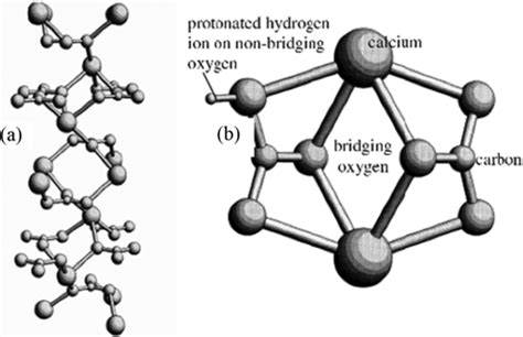 (a) Lattice molecular of calcium carbonate and (b) surface structure of ...