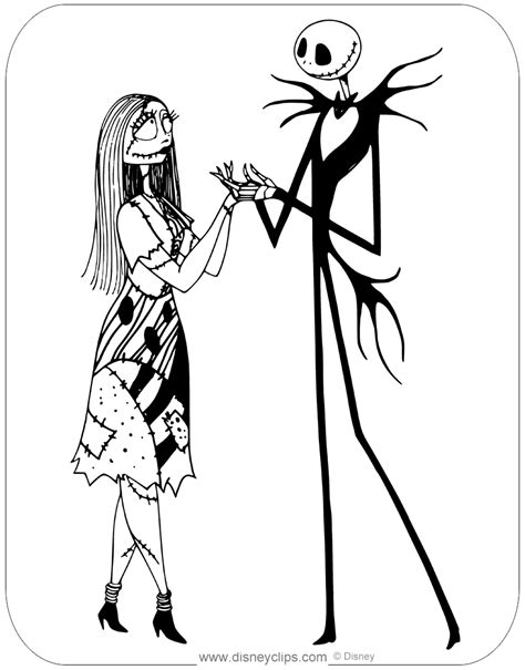 Coloring page of Sally and Jack Skellington from The Nightmare Before C… | Jack skellington ...