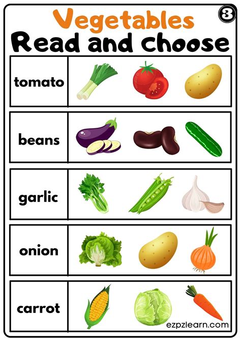 Vegetable Worksheet For Kindergarten