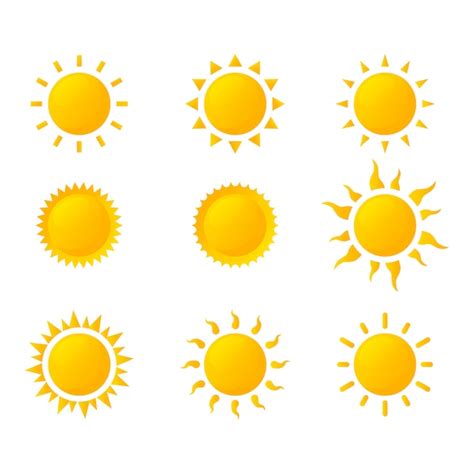 Premium Vector | Sun icon set isolated on white background.