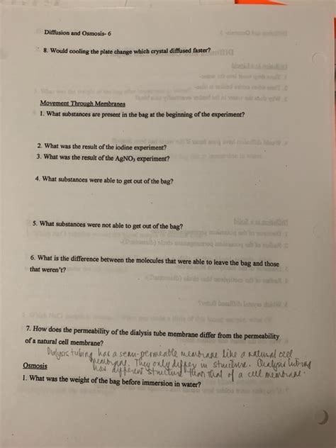 Solved Diffusion and Osmosis- 5 Diffusion and Osmosis Lab | Chegg.com
