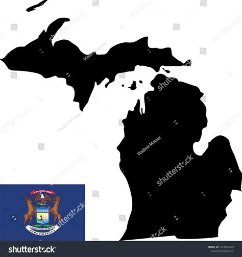 Vector Illustration Michigan Map Flag Stock Vector (Royalty Free ...