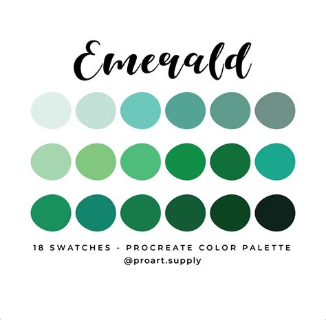 EMERALD PROCREATE Color Palette Hex Codes Green, Blue for iPad Digital Illustration Swatches - Etsy