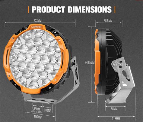 LIGHTFOX 9" Osram LED Driving Lights Round Black Spotlight DRL Offroad ...