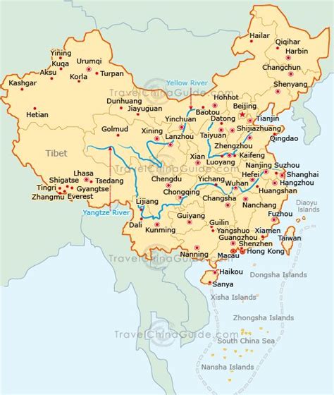 China Map with Major Cities and Roads