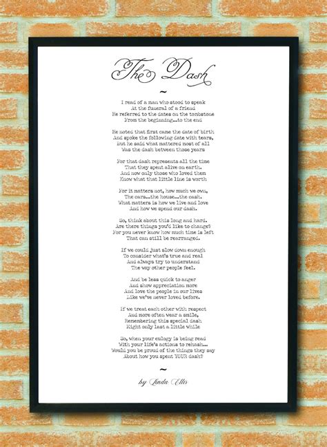 The Dash Poem by Linda Ellis Poem on Death Grief Quote - Etsy Hong Kong