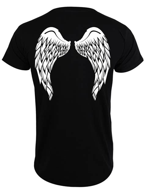 Angel Wings T-Shirt - Black Mens (Backprint only!) - Buy Online at ...