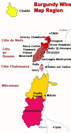 Bourgogne Wine Map Region