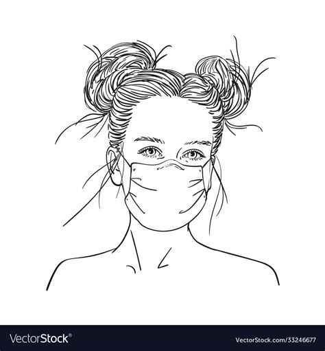 Sketch teenage girl portrait in medical face Vector Image