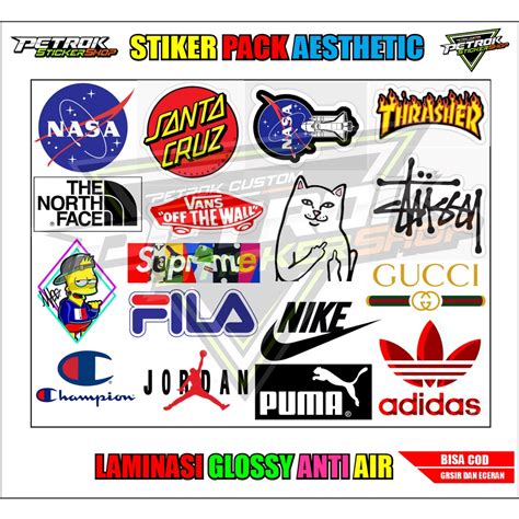 Jual Stiker Pack Aesthetic Brand Terkenal Stiker Case Stiker Brand Logo ...