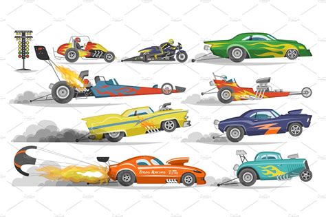 Race car vector drag racing on | Transportation Illustrations ~ Creative Market