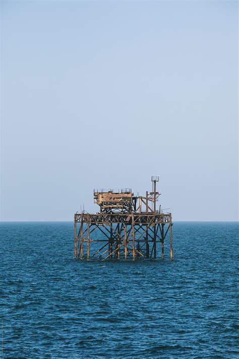 Rusty Abandoned Oil Rig In The Caspian Sea | Stocksy United