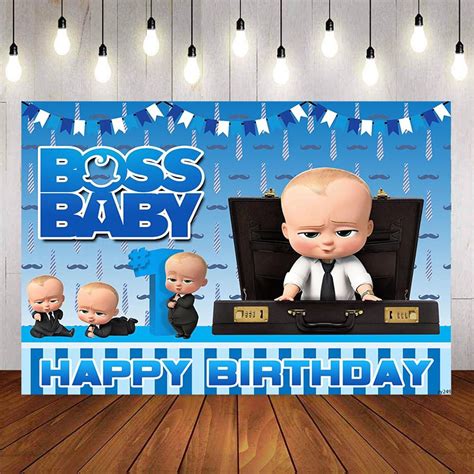 BOSS BABY Birthday Backdrop For Children Birthday Party Decor Navy Blue ...