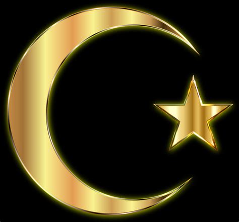 Golden Crescent Moon And Star Enhanced - Openclipart