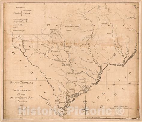 Historic 1781 Map - South-Carolina and Parts Adjacent, shewing The Movements of The American and ...