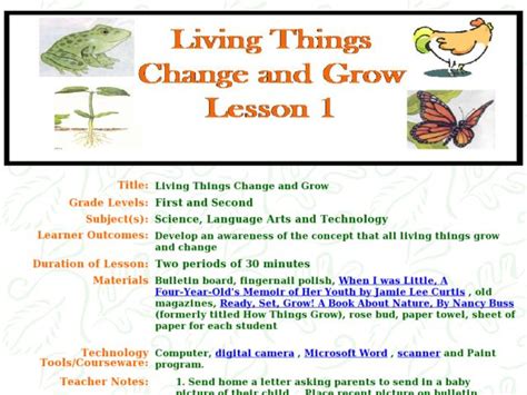 Living Things Change and Grow Lesson Plan for 2nd - 3rd Grade | Lesson ...