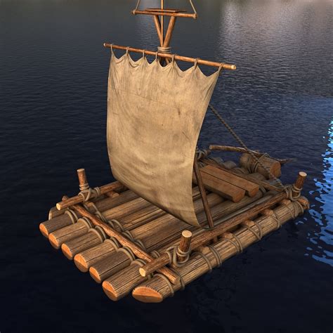 wooden raft 3d model