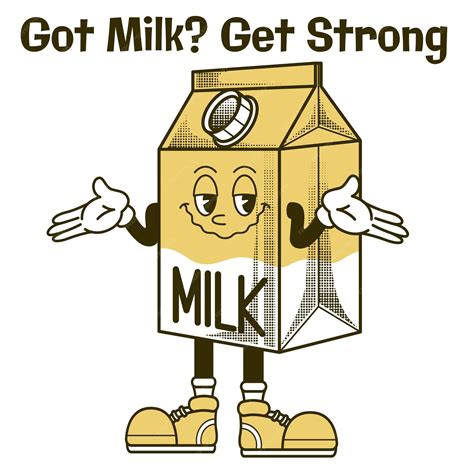 Premium Vector | Milk character design with slogan got milk get strong