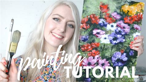 PAINTING TUTORIAL Acrylic Flowers | Katie Jobling Art - YouTube