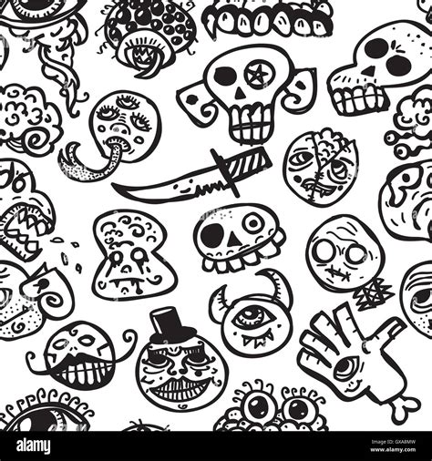 Creepy doodles - seamless vector pattern. Contains hand drawn pictures ...