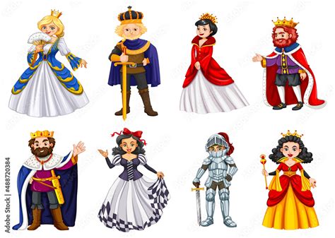 Set of royal cartoon characters Stock Vector | Adobe Stock