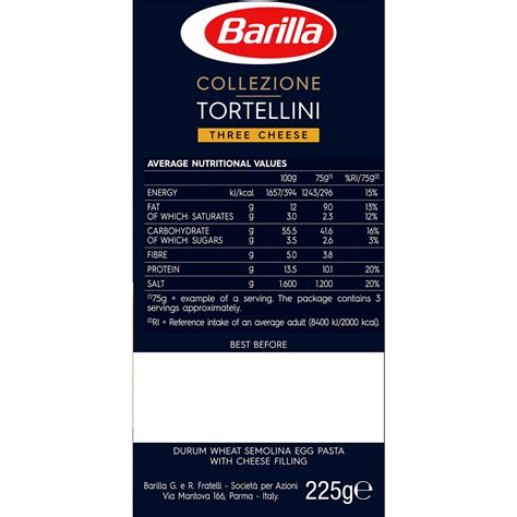 Barilla Pasta Nutrition Label - Ythoreccio