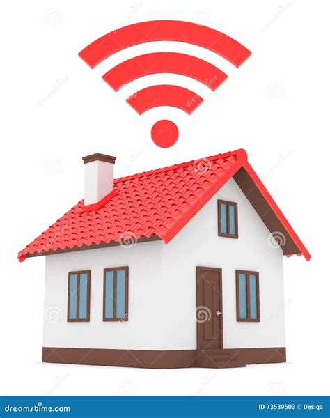 Wifi House On White. 3D Rendering Stock Illustration - Illustration of sign, roof: 73539503