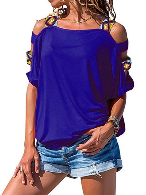 Sexy Dance - Women Summer Cold Shoulder Loose Top Blouse Ladies Casual ...