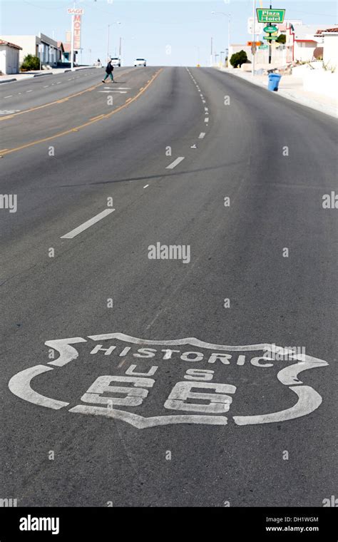 Route 66 road marking, Route 66, Barstow, California, USA Stock Photo ...