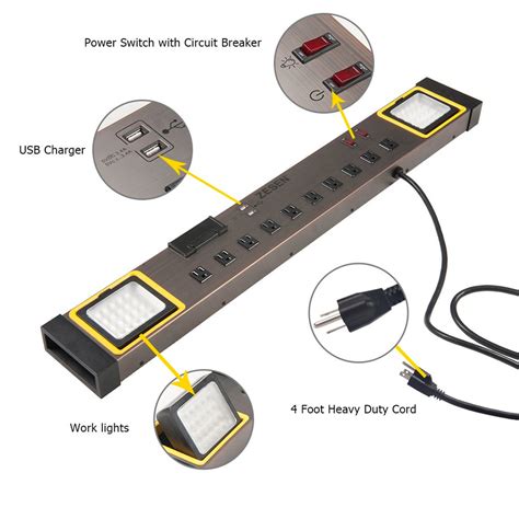 This Jumbo Power Strip Doubles as a Bright LED Workbench Light