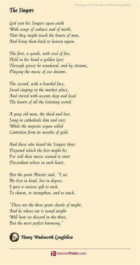 The Singers Poem by Henry Wadsworth Longfellow