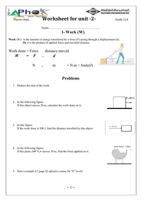 42 physics work and energy worksheet answers - Worksheet Resource