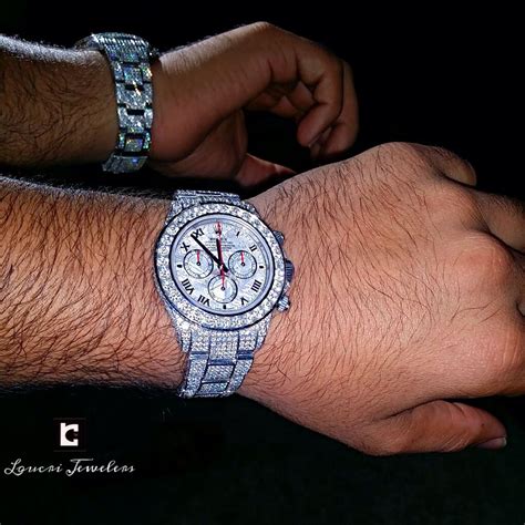 Mens Rolex Cosmograph Daytona 18K Gold ALL ICED OUT WATCH WITH METEORITE DIAL!! Contact Loucri ...