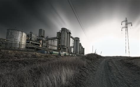 factory, Refinery, Silo, Landscapes, Nature, Roads, Rustic, Steel, Sky ...