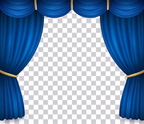 Premium Vector | Blue theater stage curtain with drapery isolated on ...