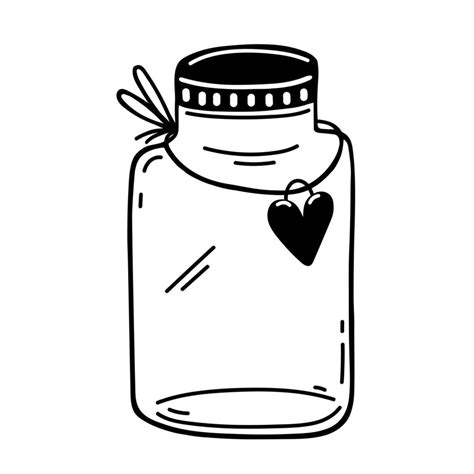 Mason jar vector icon. Hand drawn glass container isolated on white. Empty vintage pot with ...