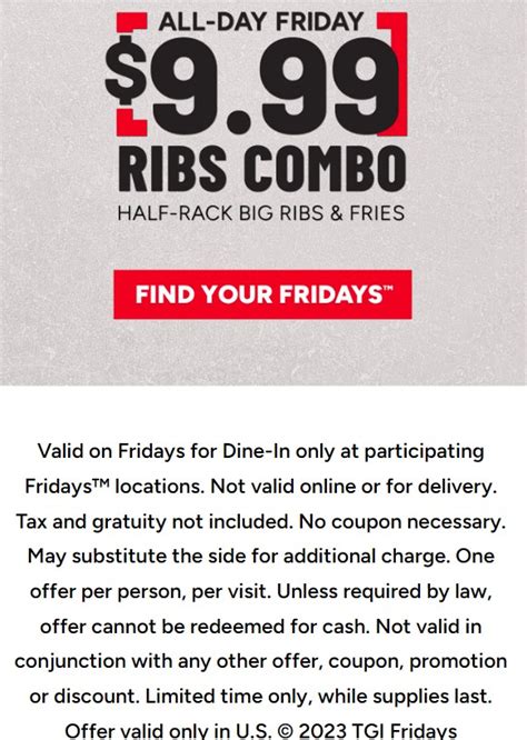 TGI Friday's Printable Coupon