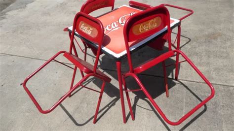 1950'S COCA COLA Metal Table & Chairs Vintage Original Artwork Metal Repainted $750.00 - PicClick