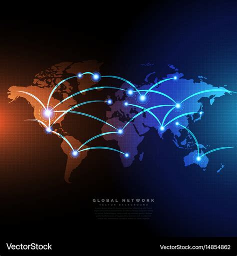 Digital world map linked by lines connections Vector Image