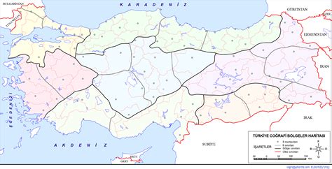 Türkiye Coğrafi Bölgeler Haritası Dilsiz Görsel + PDF | Sosyal Bilgiler - Sosyalciniz - Zeki DOĞAN