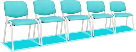 VINGLI Blue Waiting Room Chairs, 5-Pack PU Church Chairs Conference ...