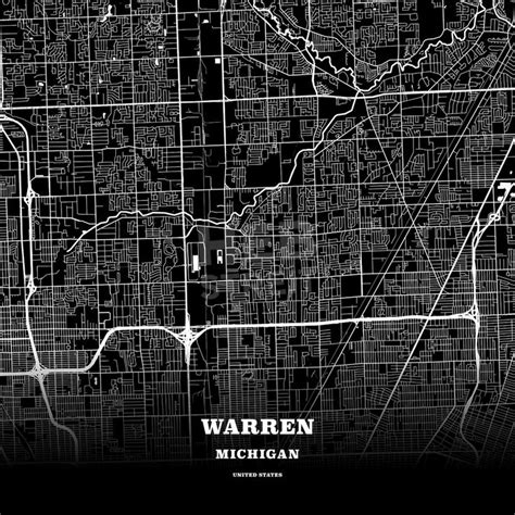 Warren, Michigan, USA map | Map poster, Area map, Poster template